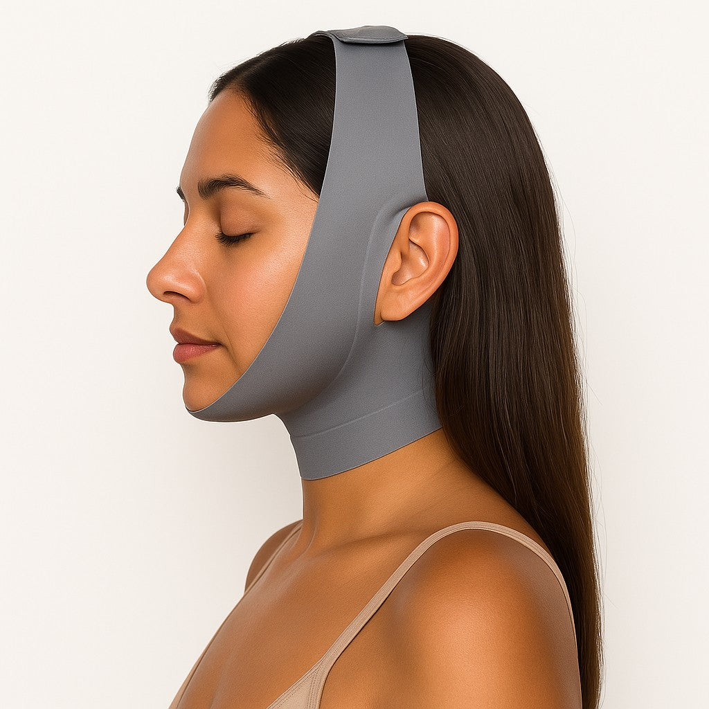 Mujer usando la Banda Sculpt gris, de perfil