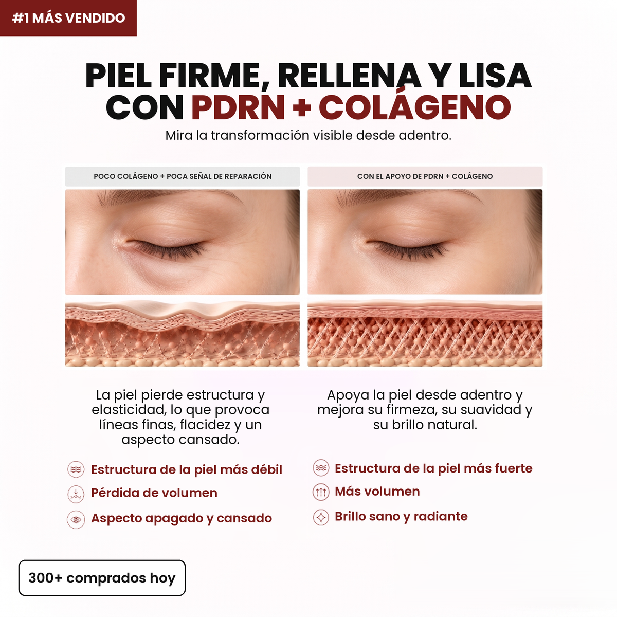 Piel firme, rellena y lisa con PDRN y colágeno