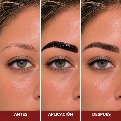 Antes, aplicación y después de retirar el tinte