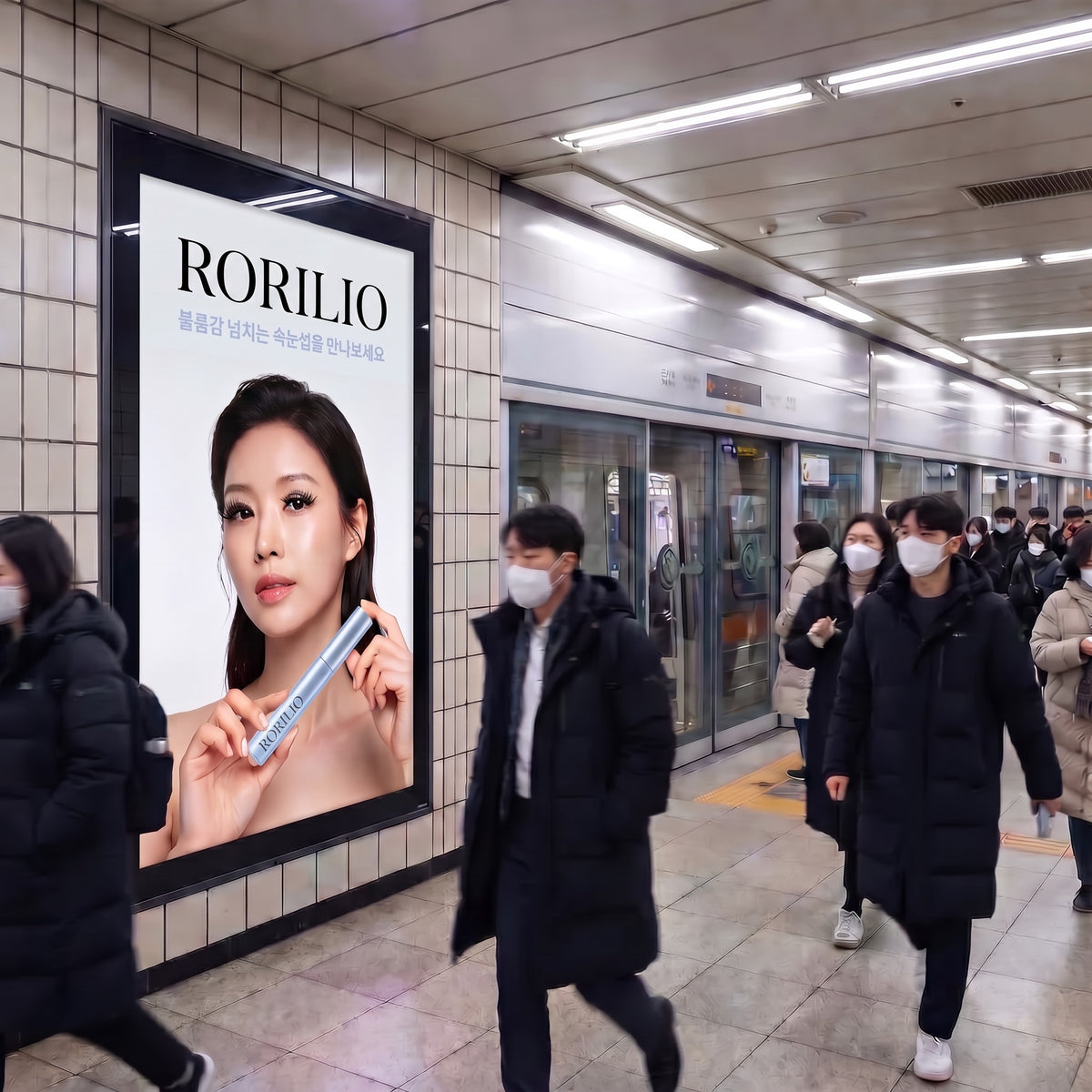 Anuncio de Rorilio en el metro de Seúl